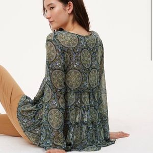 NWT Loft medallion boho bell sleeve blouse